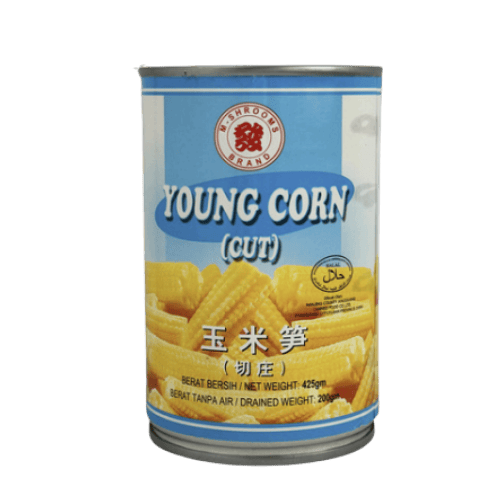 珍菇王切段小玉米 (M-Shrooms Brand Cut Young Corn/Jagung Muda Potong Jenama M-Shrooms)