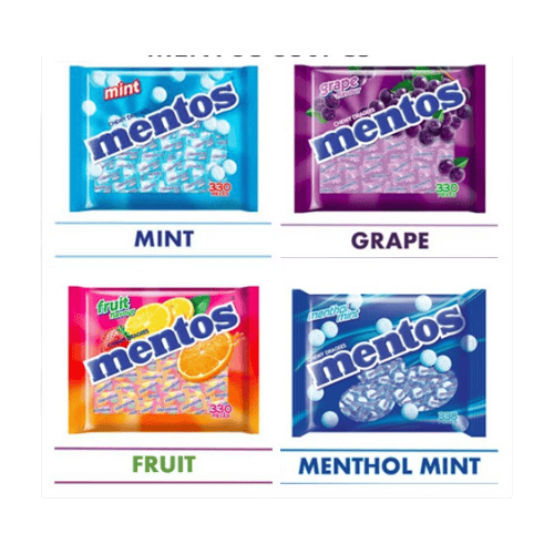 Mentos 330 粒装 (薄荷, 葡萄, 水果, 薄荷醇) - Mentos 330 Pieces (Mint, Grape, Fruit, Menthol Mint) - Mentos 330 Biji (Pudina, Anggur, Buah-buahan, Pudina Menthol)