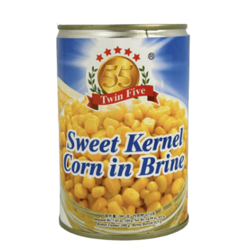 五五牌盐水甜玉米粒 (Twin Five Brand Sweet Kernel Corn in Brine/Biji Jagung Manis dalam Air Garam Jenama Twin Five)